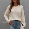 Женский осенне-зимний однотонный вязаный свитер с круглым вырезом и длинными рукавами, пуловер, свитер