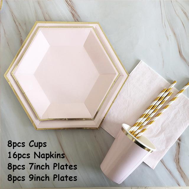 40 шт./лот одноразовая посуда набор золотых вечерние однотонные бумажные стаканчики тарелки день рождения детский душ карнавал свадьба декор принадлежности