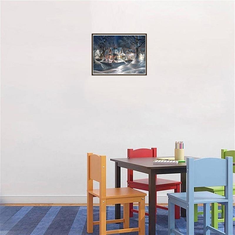 DIY Дом 5D алмазная живопись зимний снежный пейзаж Алмазная вышивка крестиком полная круглая дрель мозаика со стразами домашний декор