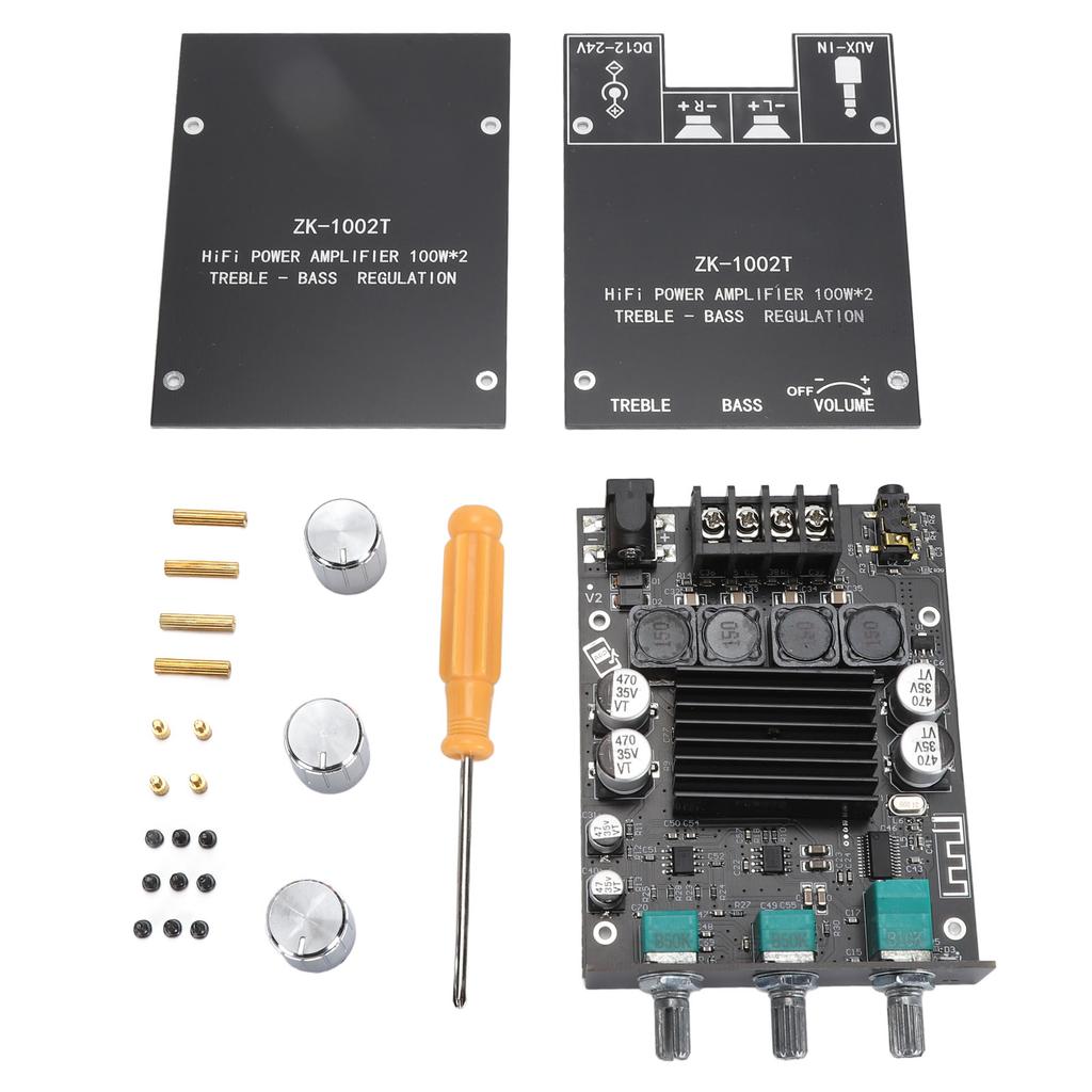 Плата усилителя 2x100 Вт HIFI с регулировкой высоких и низких частот TPA3116D2 DC12‑24 В BT AUX входы 2.0 канала