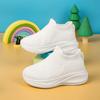 Children's High Top Socks Sports Shoes, Solid Color Knitted Sleeves, Breathable Outdoor Walking Sports Shoes