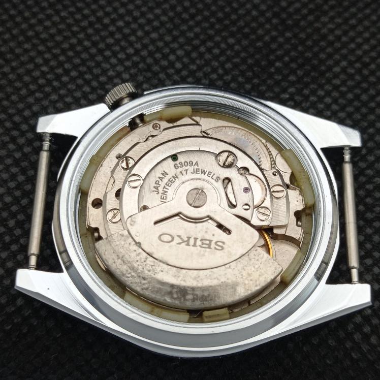 ВОССТАНОВЛЕННЫЕ ВИНТАЖНЫЕ SEIKO 5 АВТОМАТИЧЕСКИЕ 6309A ЯПОНИЯ МУЖСКИЕ ЧАСЫ D/D ЧЕРНЫЕ a318630-9