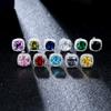 Rose Silver Gold Color Princess Cut Multicolor Birthstone Stud Earrings Zircon Earrings Jewelry