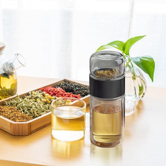 Стеклянный чайник для заваривания чая с двойной изоляцией, герметичная переносная дорожная чашка для чая с фильтром, разделение воды для чая, подарок любителям чая