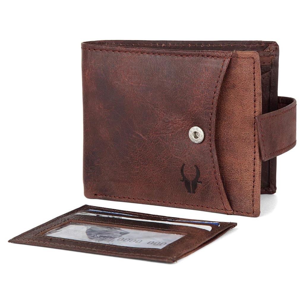 Top Grain Leather Wallet for Men Removable Card Slot Loop Closure Handcrafted Ultra Strong Stitching