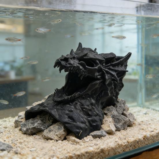 Аквариумная пещера с дизайном дракона, 3D-печатный туннель-укрытие для рыб под гравием, с смотровыми отверстиями для креветок-петушков, плеко, коридорасов