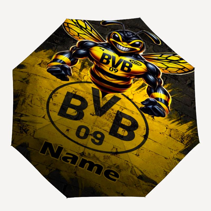 Автоматический зонт с индивидуальным именем, тематика BVB, легкий и портативный, 8 спиц, идеально подходит для путешествий на свежем воздухе, дней рождения, Рождества, подарков.