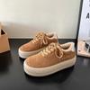 Winter New Thick Soled Cotton Shoes Women's Fashion Suede Front Lacing Anti-slip Wear-resistant Low-top Shoes