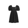 Originals X Monkey Kingdom Co-Branded Woven Dress with Lantern Short Sleeves and Sporting Square Neckline Women Dress Black IP1771