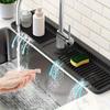 Foldable Silicone Splash Guard for Kitchen Sink, with 7 ° Sloped Design| Quick Drainage Faucet Rear Mat