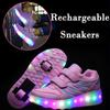 Kids Dual Wheel Removable Rechargeable Glowing Sneakers Can Be Roller Skating Kids Sneakers