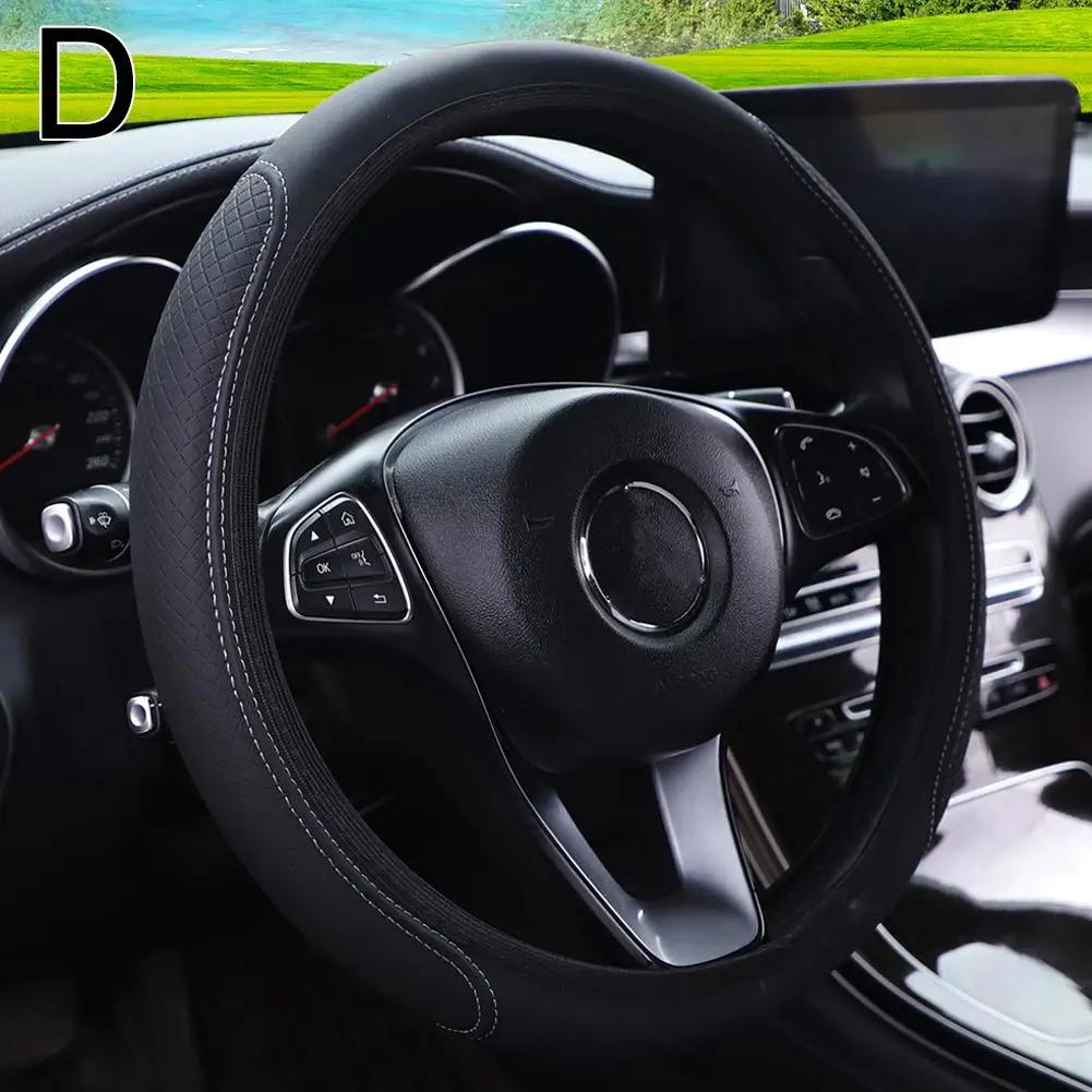 Car Steering Wheel Cover Anti Slip Breathable Leather Wheel Protector Car Styling Accessory Steering Universal Interior 37- W0U0
