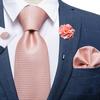Classic 8.5cm Necktie Set for Men Striped Tie Silk Tie With Brooch Pin Hanky Cufflink Business Party