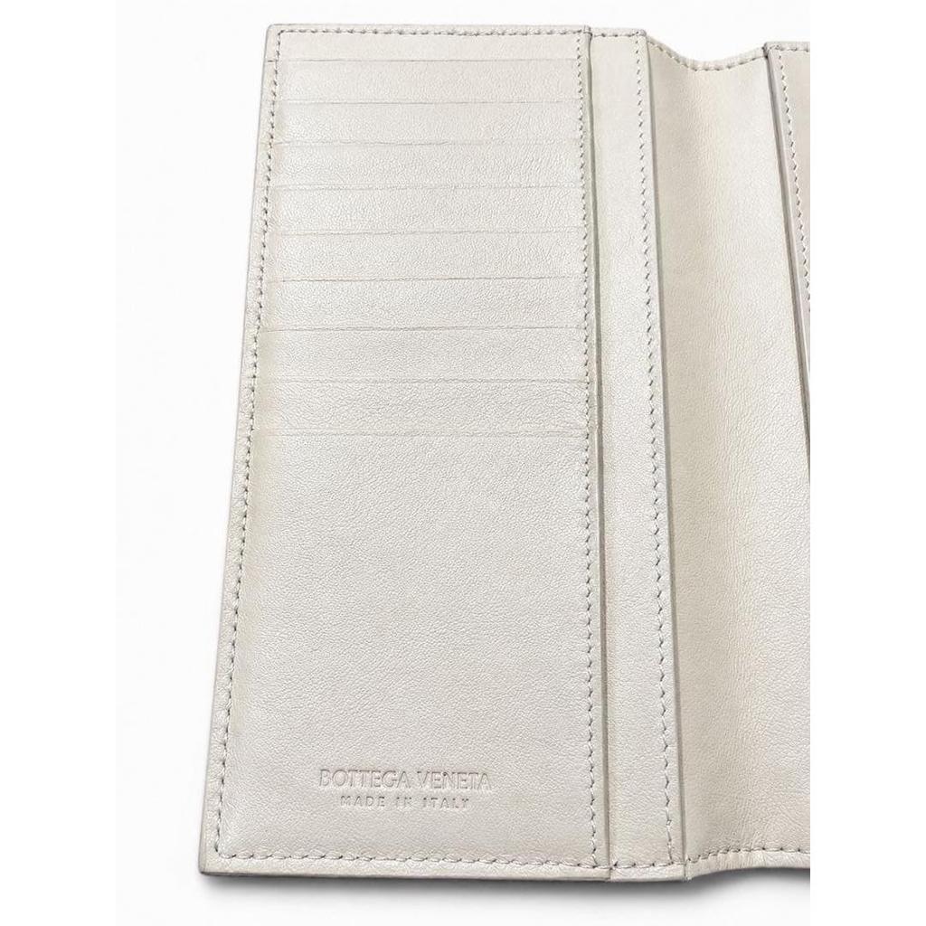 Used BOTTEGA VENETA Intrecciato Ivory Leather Long Wallet