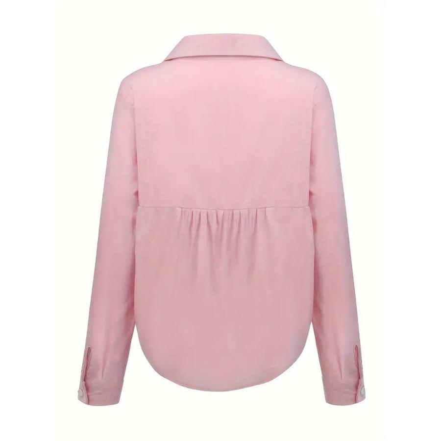 Элегантная женская рубашка свободного покроя с длинным рукавом с лацканами, однотонная повседневная хлопковая льняная блузка больших размеров