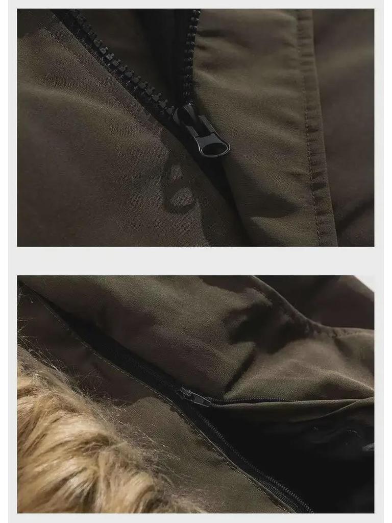 Мужская зимняя повседневная хлопковая куртка с меховым воротником и капюшоном для пар