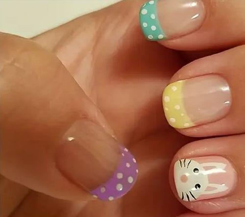 Nail Art 24 Pieces Easter Collection Cute Sweet French Bunny Short Wear Nail Art Pieces