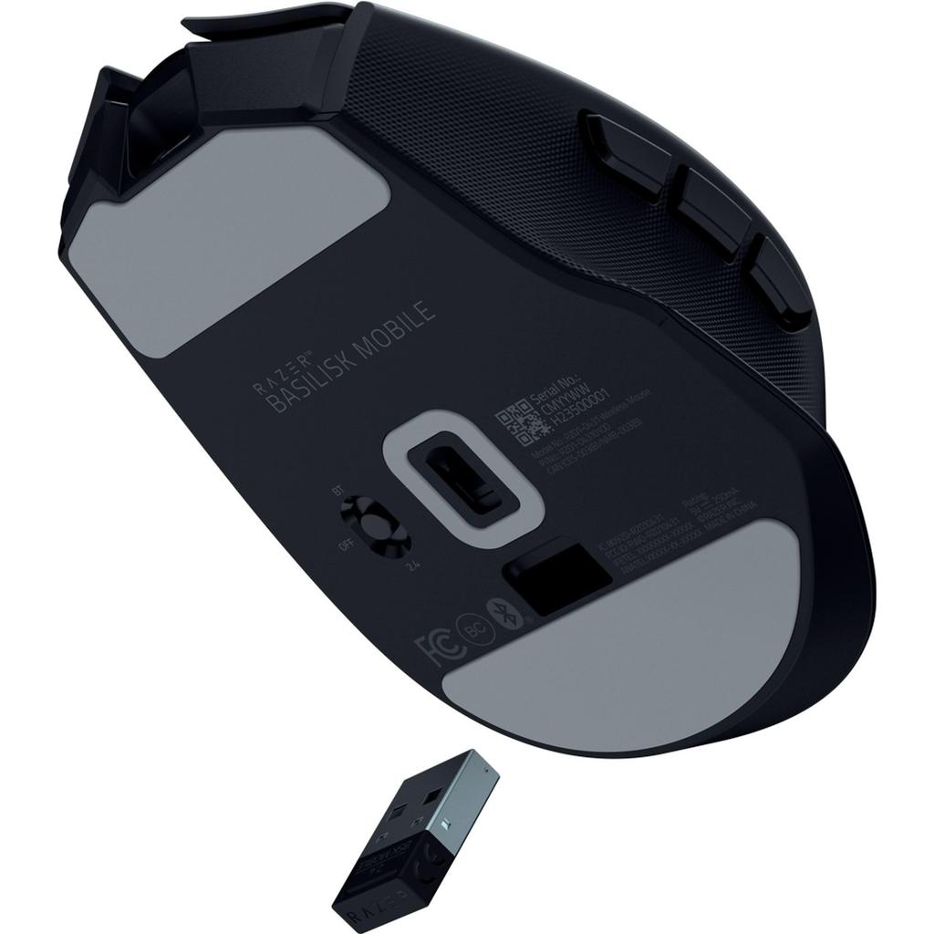Razer Basilisk Mobile Портативная Эргономичная Беспроводная Игровая Мышь, Маленькая 76 г, Беспроводная 2,4 ГГц/Проводная Bluetooth, Время Работы от Батареи 180 Часов, HyperScroll с Наклоном