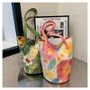 Spring/Summer Canvas Bag: Niche Watercolor Bucket Bag for Daily Commute