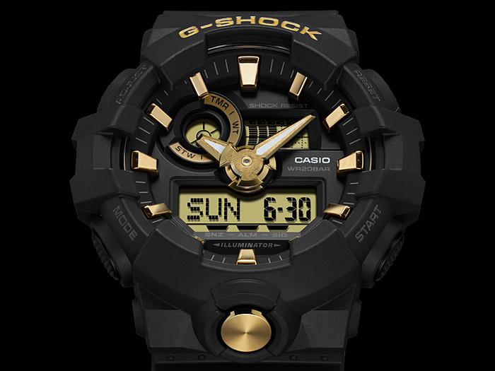 Casio Мужские часы G-SHOCK, смола, водостойкость 200 м, аналоговые, ударопрочные, кварцевые, GA-710B-1A9