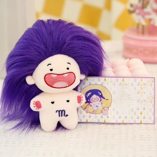 11cm Naked Doll Deciduous Toy Colorful Fluffy Hair Plushies Teeth 12-Constellation Unfinished Pretend Toy Cotton Stuffed