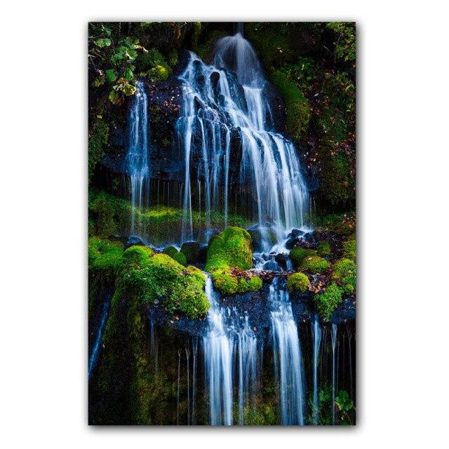 Пейзаж Картина Маслом Лес Водопад Река Красивая Природа Пейзажи Холст Картина Офис Коридор Украшение Дома Фреска Без Рамки