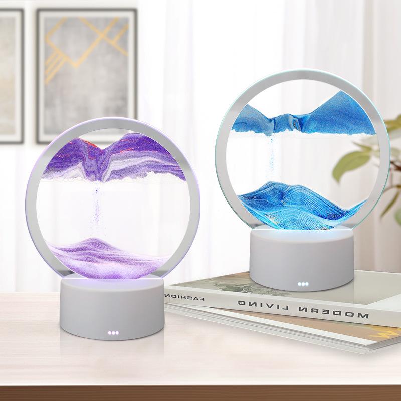 Песочные часы Зыбучие пески 3D Ночник - Креативная настольная лампа с пультом и сенсорным управлением