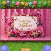 2D Pink Floral Feliz Día de las Madres Backdrop, Photo Booth Background