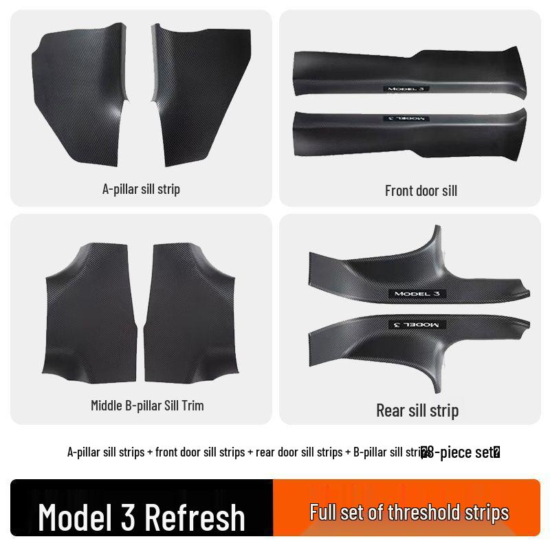 Tesla Model Y/3/YL Front & Rear Tailgate Protection Strips and Door Sill Plates with Free Shipping