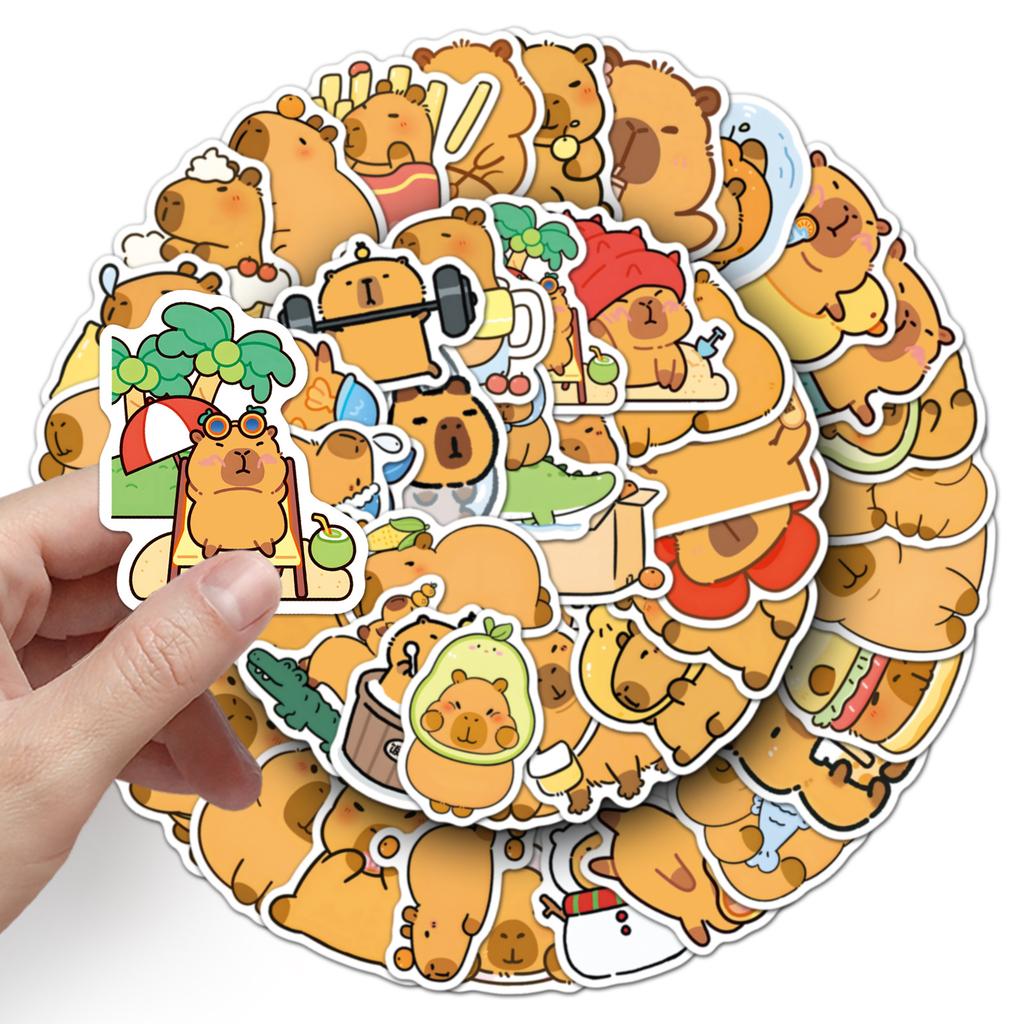 50 Capybara Doodle Stickers Personalized Cartoon Cute Animal Kapibala Decorative Water Cup Mobile Phone Stickers