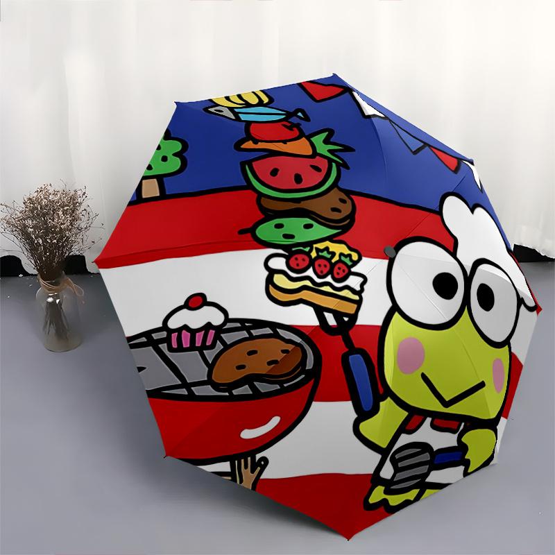 1pc Keroppi Frog Chef BBQ Grill Set with Chef Hat Automatic Opening Folding Umbrella - Perfect for Outdoor Parties, Festivals, and Everyday Use!Z083