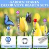 Декоративные садовые колышки, набор бусин, причудливые садовые украшения, металлические опоры со стеклянными жемчужинами и кристаллами