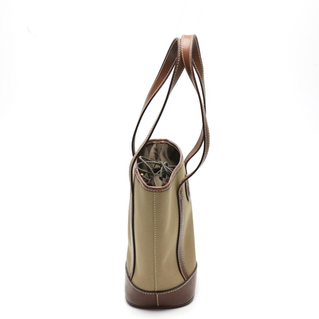 HUNTING WORLD Mini tote Handbag canvas Khaki x Brown unisex 4620969 Used