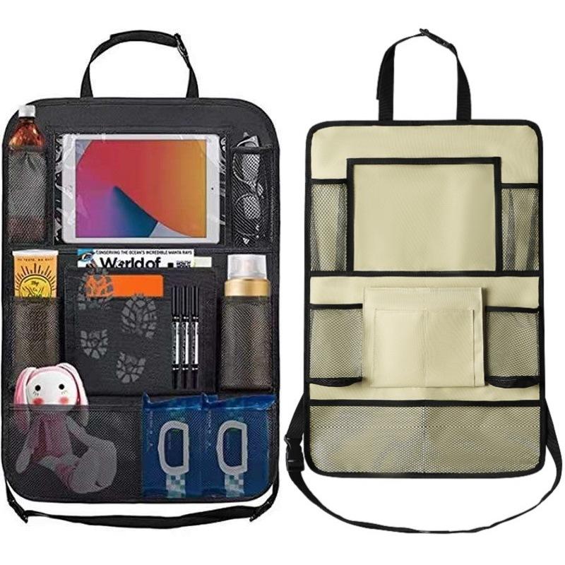 Car Back Seat Organizer Touch Screen Tablet Holder Automatic Storage Pocket Protector Travel Seat Back Organizer Kick Mats Seat Interior Accessories