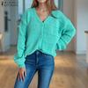 Oversized Autumn Spring Women Long Sleeve Buttons Up Casual Knitted Sweaters Cardigan
