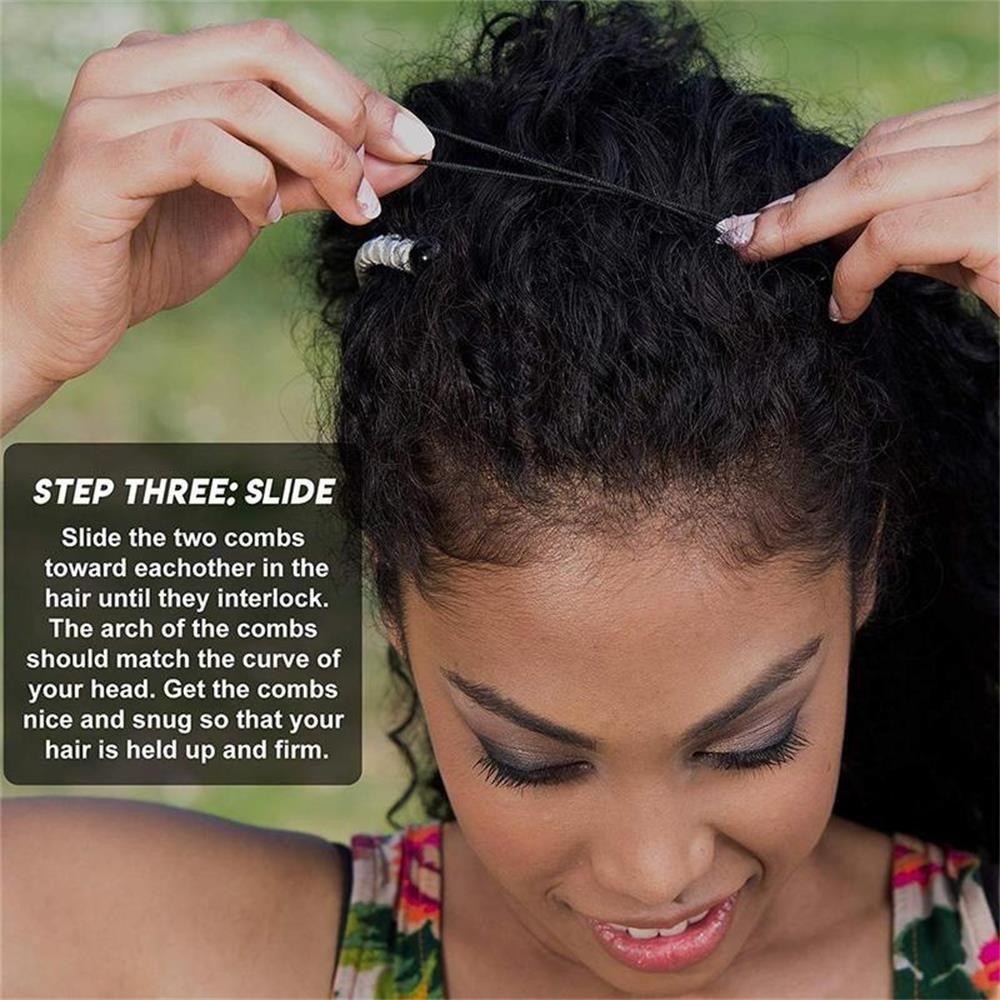 Женская Девочки Металлическая Шпилька Большой Размер Банан Заколка Для Волос Растягивающаяся Ленивая Расческа Для Волос Винтаж