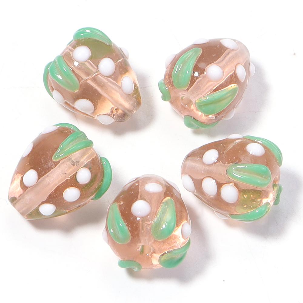 5pcs/lot Cute Strawberry Glass Beads Fruit Lampwork Loose Spacer Beads For Jewerly Making Handmade Bracelet Earrings Accessories