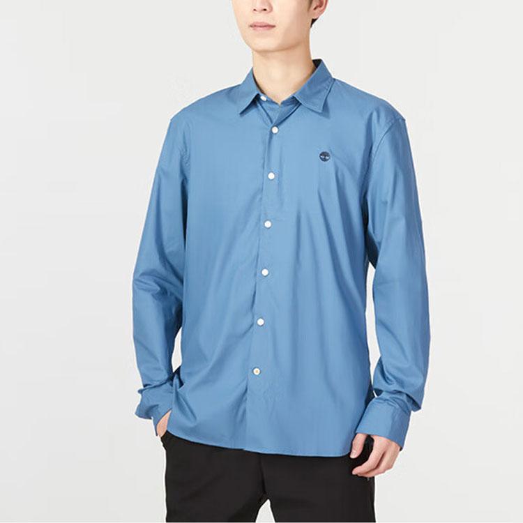 Timberland Повседневная однотонная дышащая рубашка с длинным рукавом Мужские рубашки темно-синего цвета A62XH-DJ5