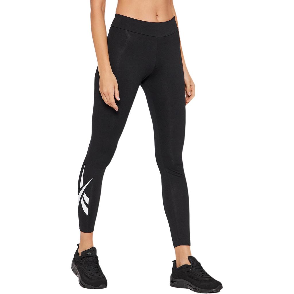 Reebok Solid Color Logo High Waist Sports Pants Women Bottoms Black H41357