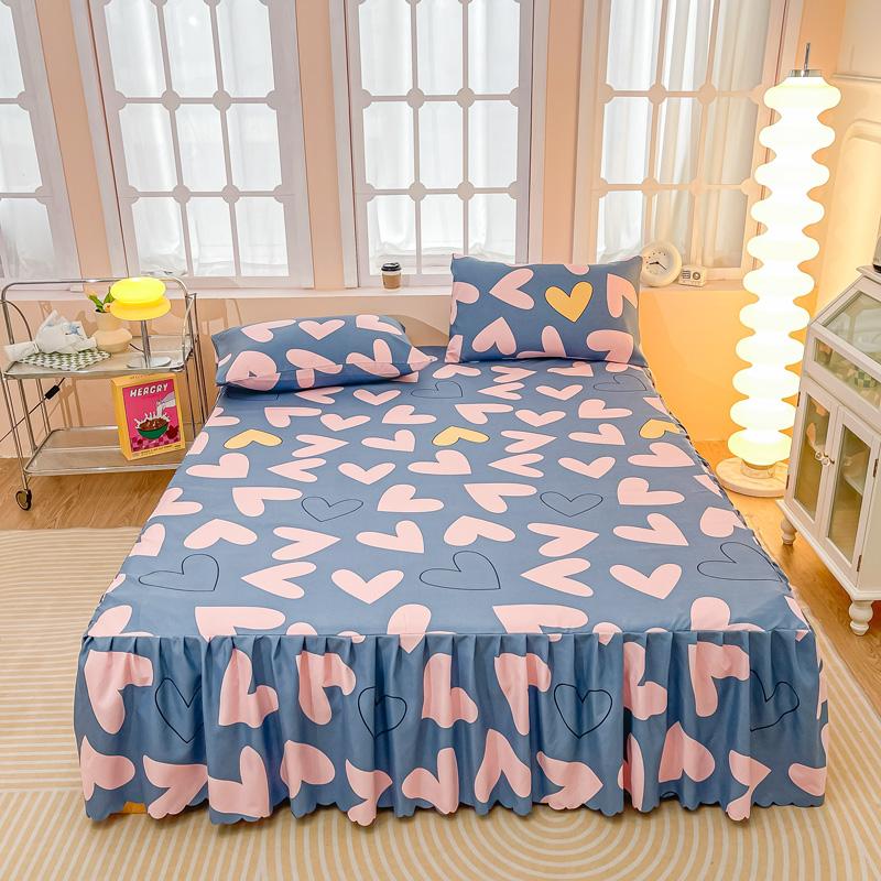 Мягкая юбка для кровати Принтованное покрывало с оборками Простой стиль Защита матраса falda de cama Кружевные простыни (Нет наволочки)