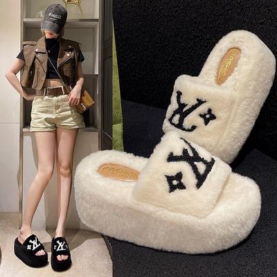 Тапочки Mao Mao женские новые на толстой подошве маленькие ароматные туфли Mao Mao высококлассная женская мода иностранные хлопковые тапочки