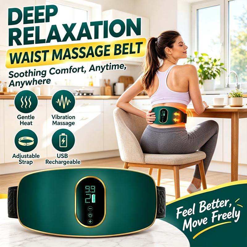 Rechargeable Abdominal Massage Belt for Waist & Full-Body Stress Relief
