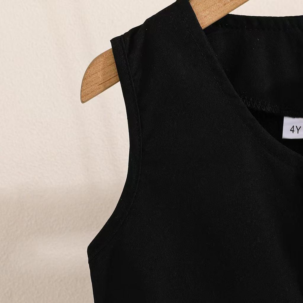 Детская одежда для девочек 4-8 лет, летний комплект, топ без рукавов с цветочным принтом + розовая плиссированная юбка, милый комплект с юбкой