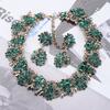 Green Sweet Collar Fashion Retro Light Luxury Femininity Necklace Earrings Set