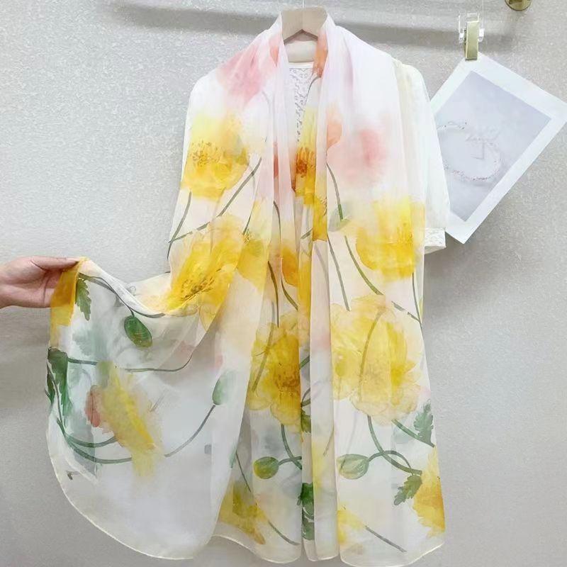 Silk Scarf Foulard Female Headbanda Luxury Hijab Women Soft Warm Pashmina Beach Scarves Echarpe Shawl Large Wrap Echarpe Bandana