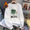 Women's 300g Chinese Cotton Sweatshirt, Cartoon Print, Korean-Style, Loose Fit, Versatile Casual Top for Spring and Autumn