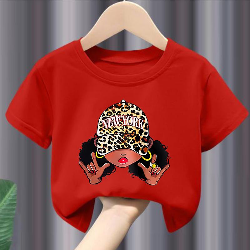Childrens Tshirts in The Summer Casual Trend Featuring BLACK GIRL  Print Fashionable Round Collars and Short Sleeves Kids