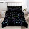 Cute Black Duvet Cover Set Color Cat Print Bedding Set Soft Comfortable Breathable Duvet Cover For Bedroom Decor