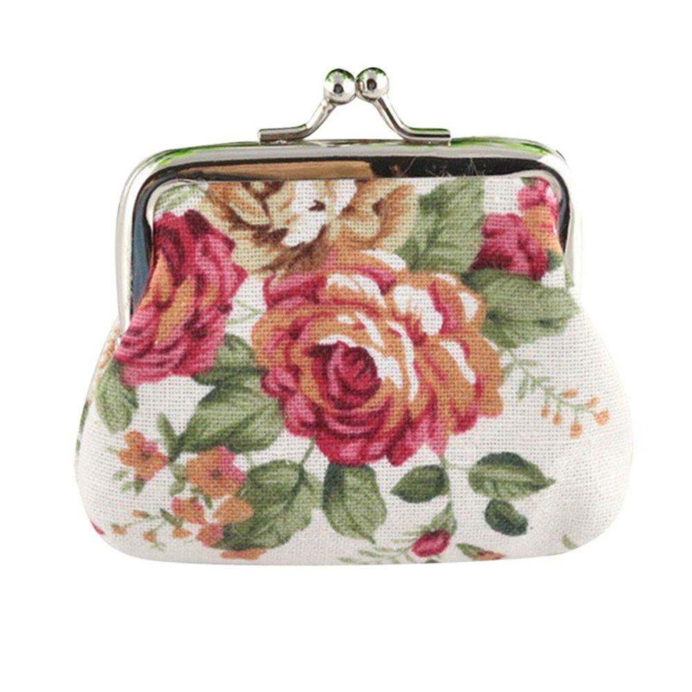 Floral Women Retro Mini Vintage Flower Clutch Bag Small Wallet Coin Purse Credit Card Holder