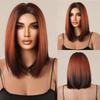 Hairline Lace Hair Cosplay Wig Short Straight Bob Synthetic Wigs Brown Orange Ombre Natural Hair for Women Heat Resistant Wigs